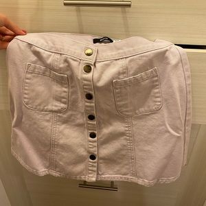 Buttoned light purple denim mini skirt